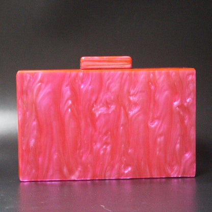 Rose Red Handmade Acrylic Clutch Glitter Bag Resin Chain Handbags 18*11*4.5 CM