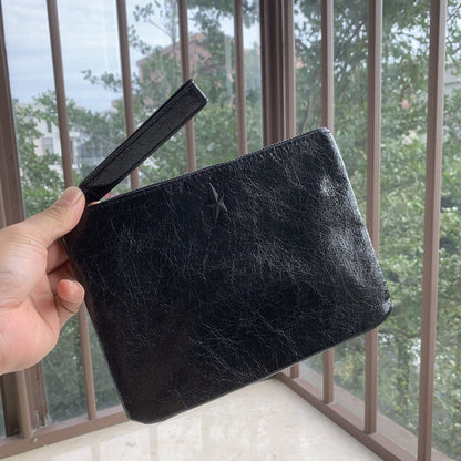 Angel Black Metallic Makeup Bag Clutch Handbag Wristlet Pouch Vintage 22*16 CM