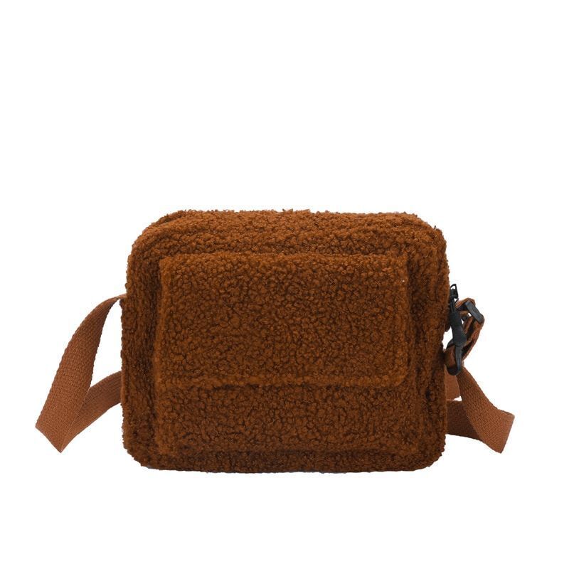 Shoulder Bag Vintage Lamb Wool Crossbody Messenger Travelling Purse 21*16*10 CM