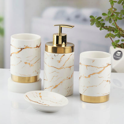 Ceramic Bathroom Accessories Set for Utility & Bathroom Decor Set Of 4