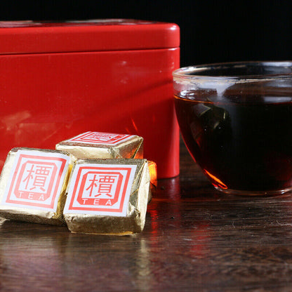 Top 250g Pu-Erh Small Square Brick Pu'er Tea In Iron Box Health Care Black Tea