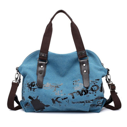 Canvas Shoulder Bags Vintage Graffiti Print Handbags Shoulder Purse Totes Bags