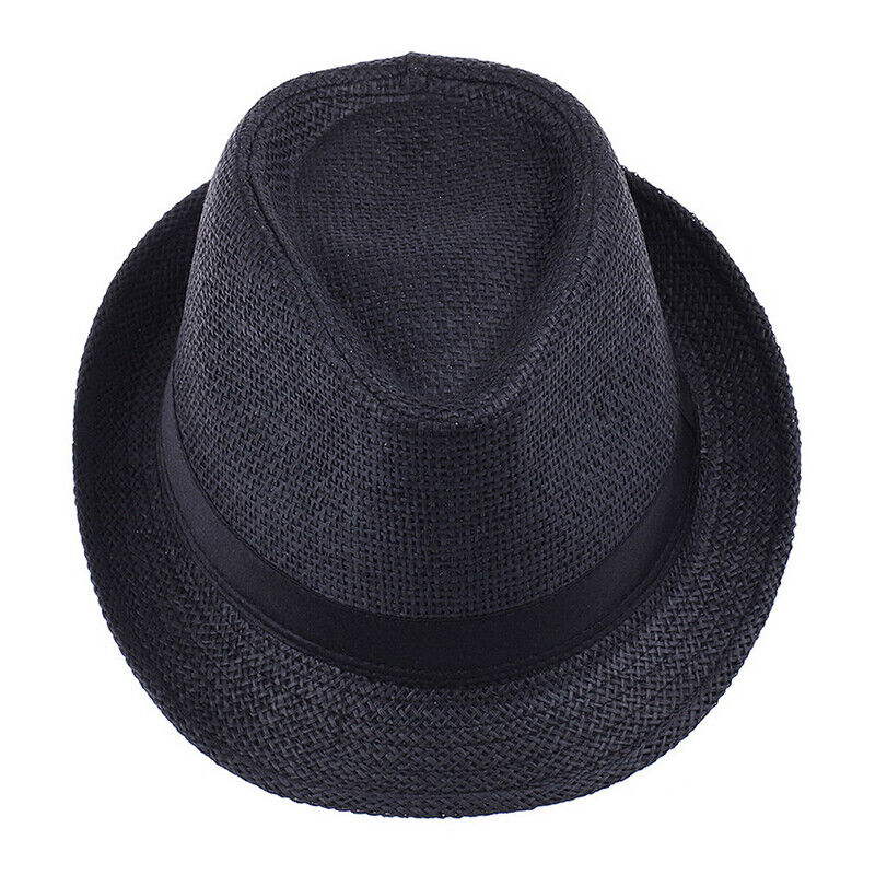 Men Women Straw Jazz Fedora Hat Trilby Cuban Sun Cap Panama Short Brim Summer*US
