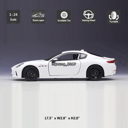 1/24 2023 Maserati GT Folgore EV Model Car Diecast Toy Cars Toys for Boys Gray