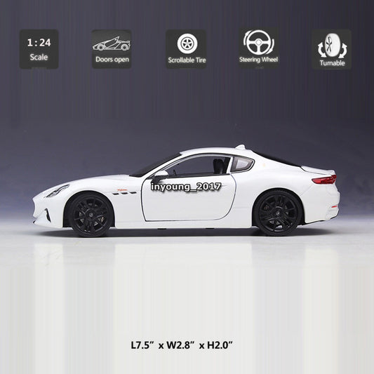 1/24 2023 Maserati GT Folgore EV Model Car Diecast Toy Cars Toys for Boys Gray
