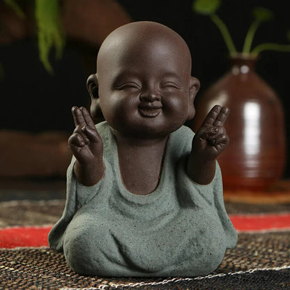 Buddha Statues Small Monk Sand Ceramic Decoration Purple Sand Figurines Tea Pet