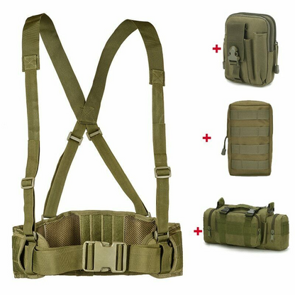Army War Battle Belt Military Tactical Nylon Waist Bag Tools Carrier CS Belt