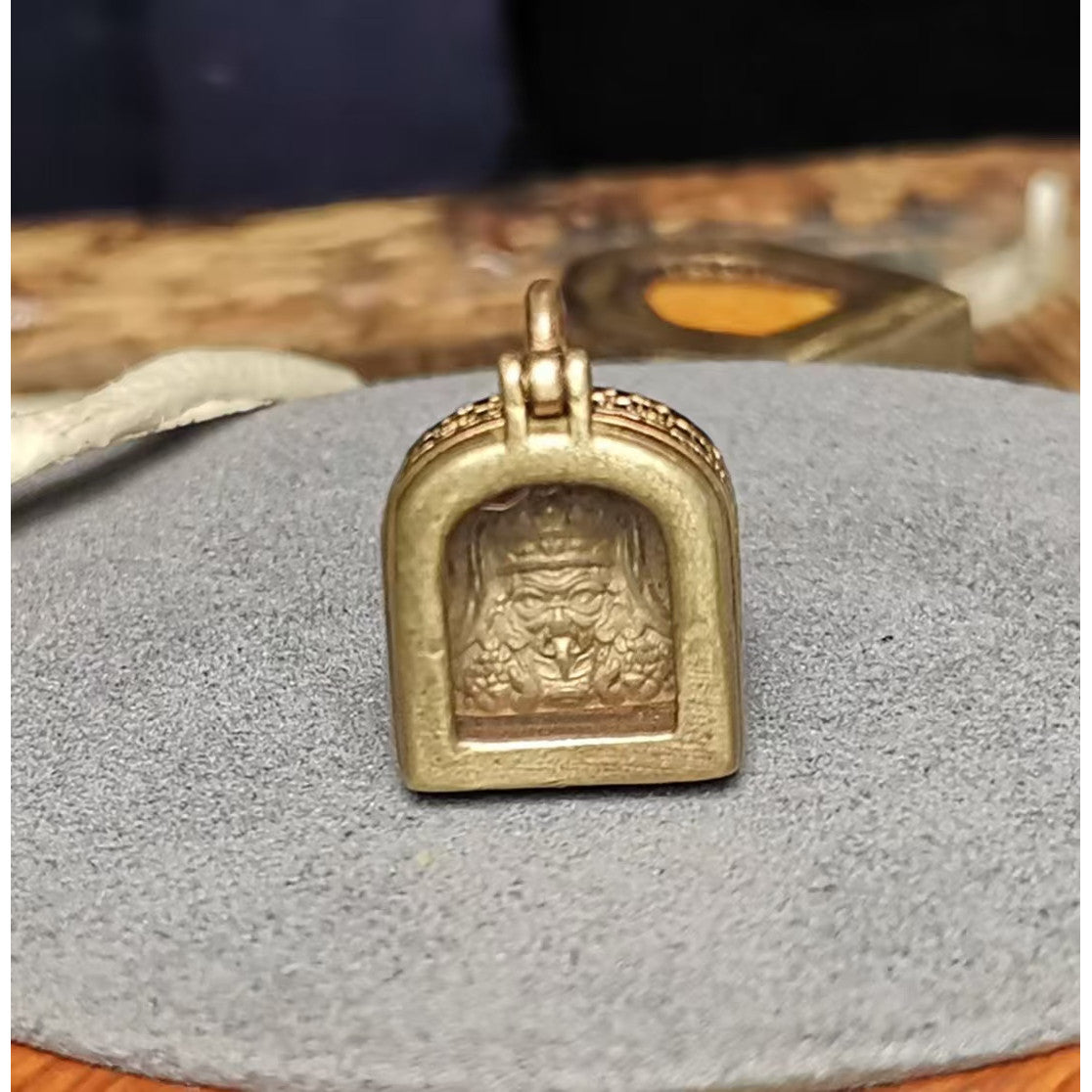 Tibetan Yellow Jambhala Gau Box Pendant Buddhist Amulet Necklace