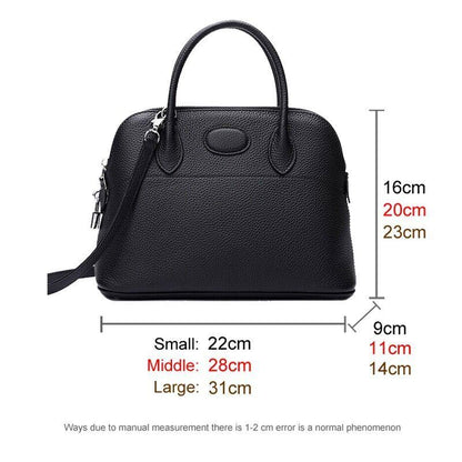 Bowling Handbag Genuine Leather Shell Purse Crossbody Shoulder Bags S/M/L Sizes