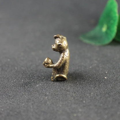 Antique Mini Solid Monkey Holding Peach Figurines Miniatures Tea Pet Ornaments