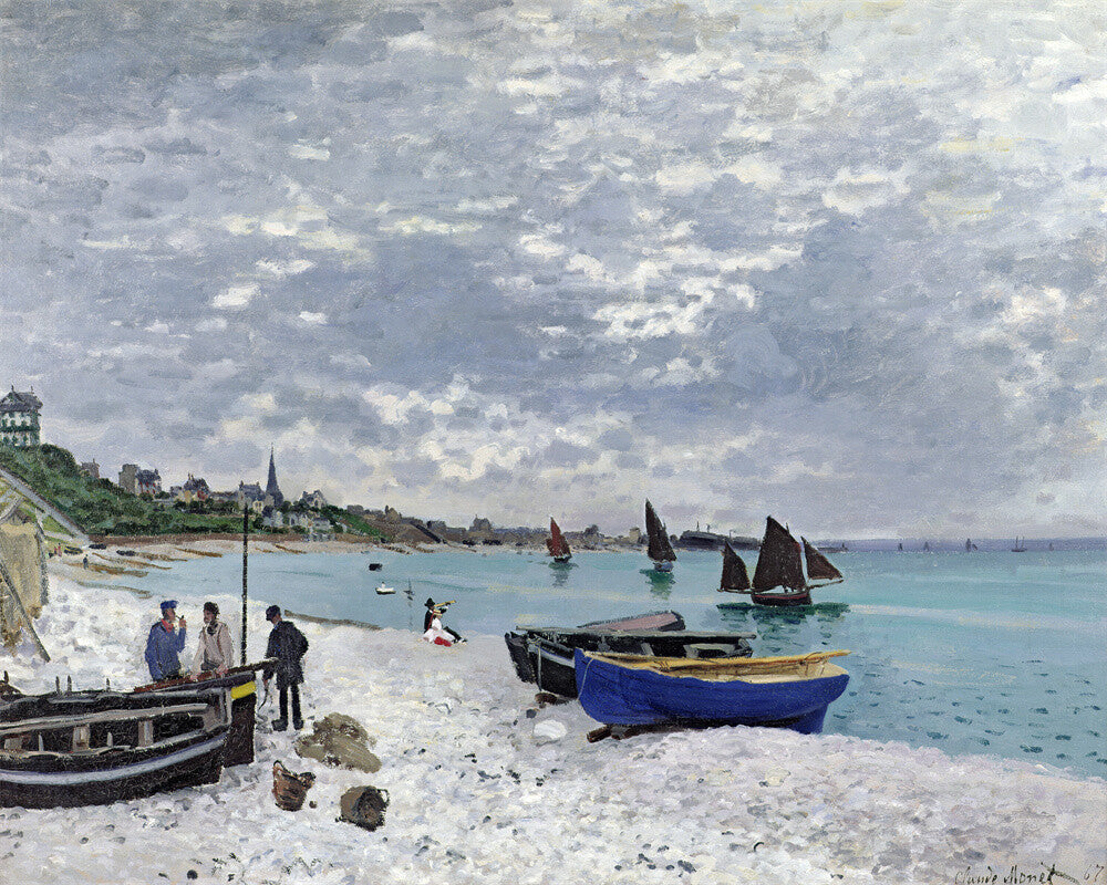 Hand-painted Oil Painting Claude Monet - The Beach at Sainte-Adresse (1867)