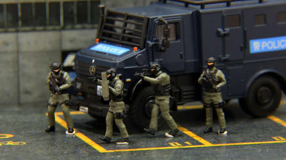 1:64 Scale Hong Kong police S.D.U. Team Figure 4pcs for 1/64 Diorama Car Model
