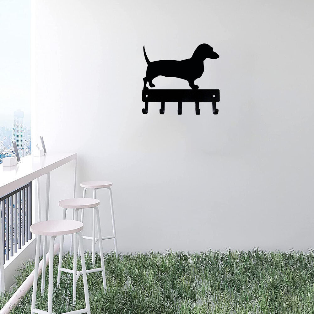 Dachshund Key Rack Dog Leash Hanger - 9 inch Wide/6x5 inch Metal Wall Art