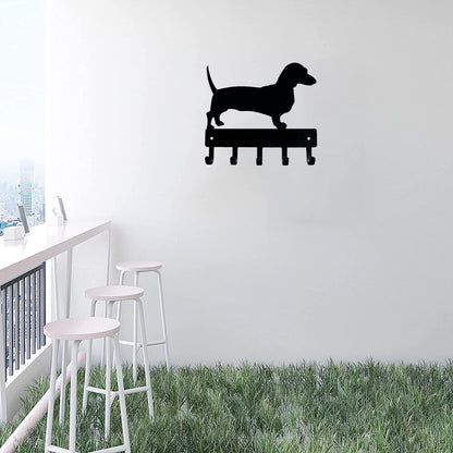 Dachshund Key Rack Dog Leash Hanger - 9 inch Wide/6x5 inch Metal Wall Art
