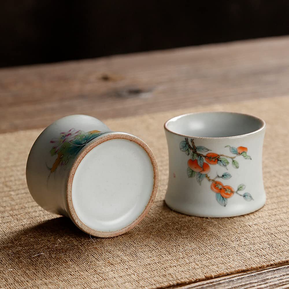 Tea Leaking Persimmon Pattern Filter Tea Strainer Kung Fu Tea Set Ceramic