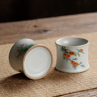 Tea Leaking Persimmon Pattern Filter Tea Strainer Kung Fu Tea Set Ceramic