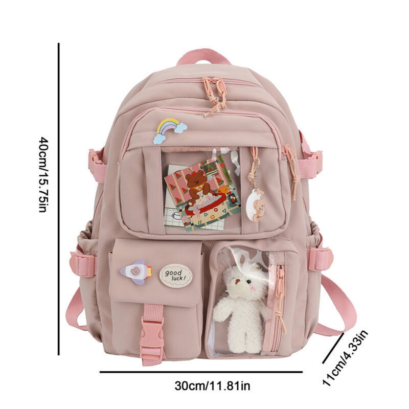 Large Capacity Backpack School Bag Laptop Girls Travel Bag With Pin