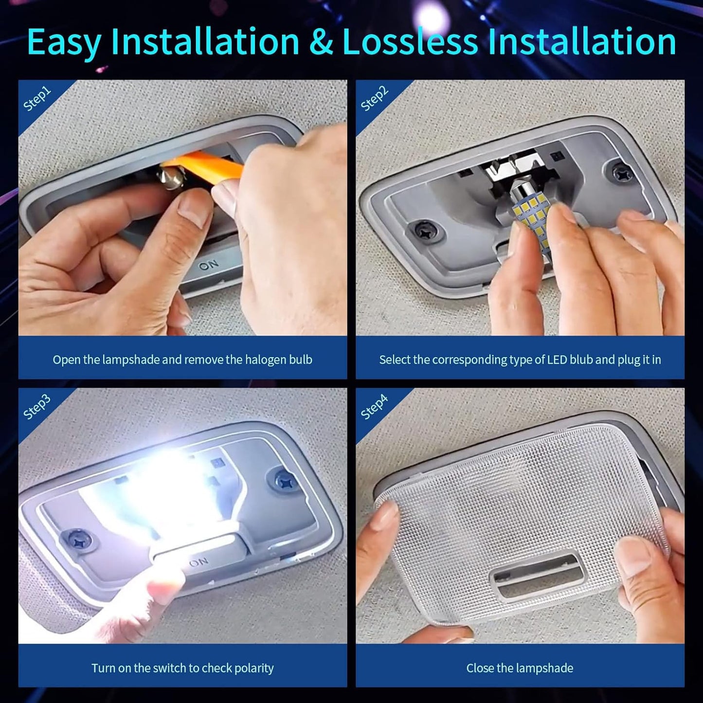 42PCS Car Interior Combo LED Map Dome Door Trunk License Plate Light Bulbs White