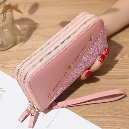 Women Wallets Coin Purses Cards Holder Double Zippers Handbag Money Bags 20*10CM