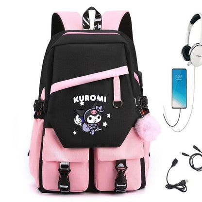 Kuromi Fashion Backpack Shoulder Bags School Students Bags Cinnamoroll Backpacks