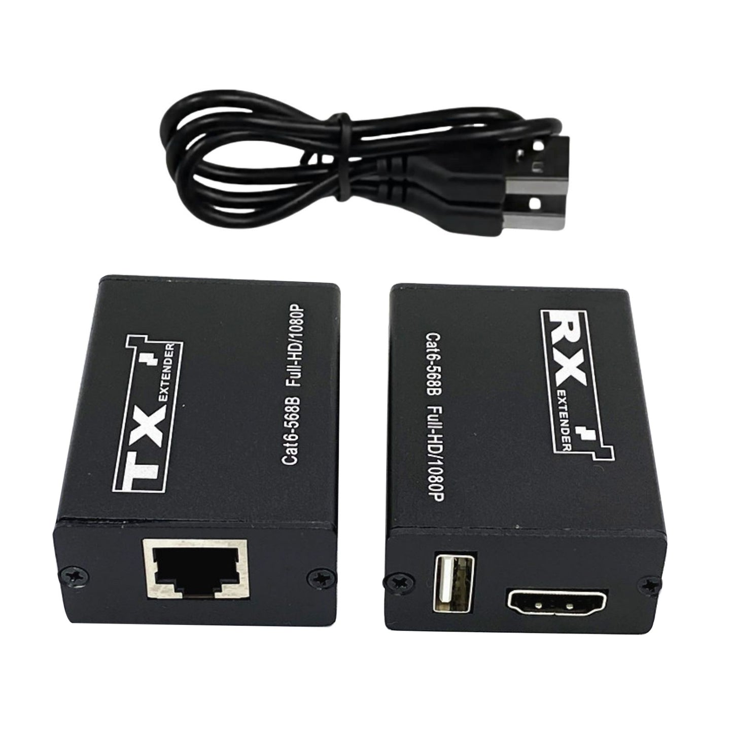 30M Black Aluminum USB KVM HDMI Extender RJ45 Cat6 Ethernet Network Cable