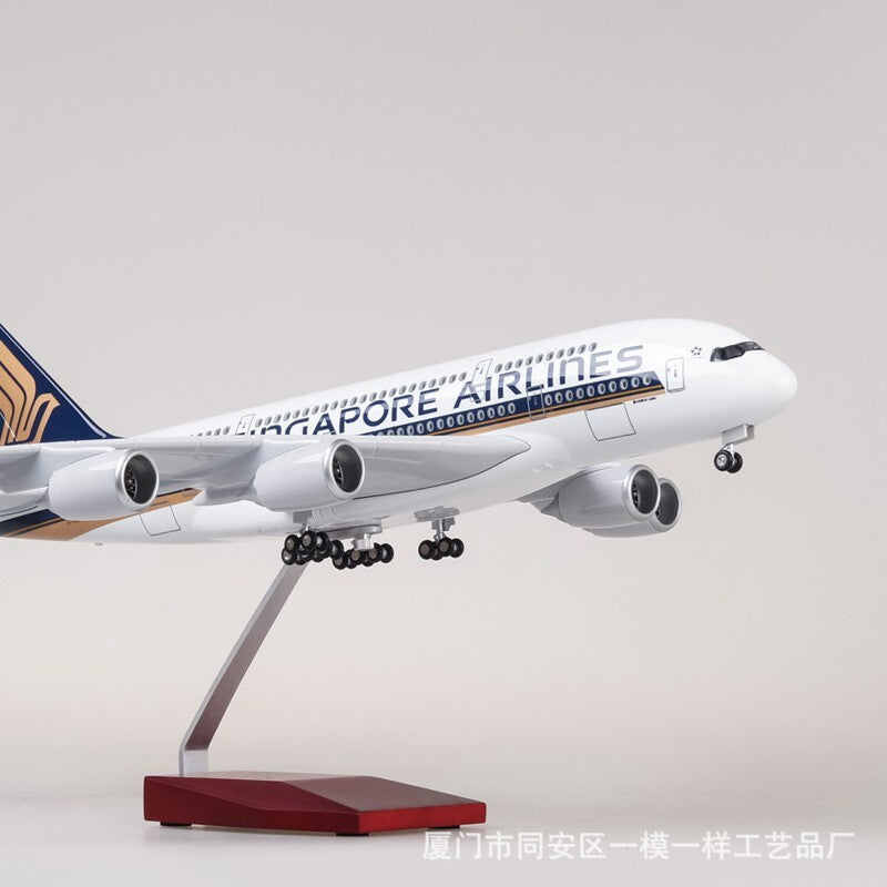 45CM 1:160 Singapore Model Airlines Airbus A380 Resin Airplane Lamp Sound Model