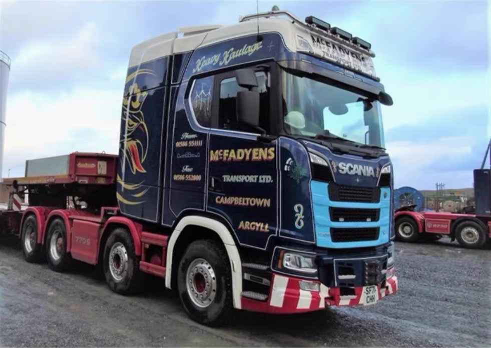1:50 WSI SCANIA S CS20H 8X4 Wind Power Trailer MCFADYENS Machine Diecast Model