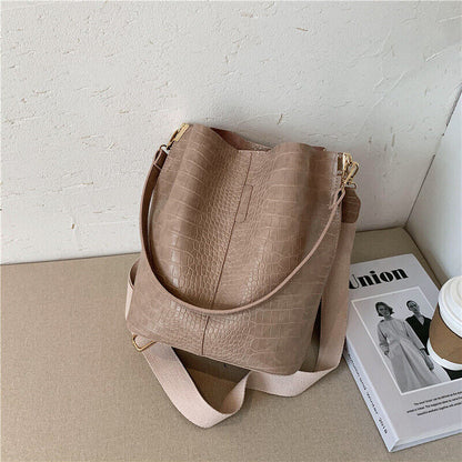 Pattern Crossbody Bags Women PU Leather Shoulder Handbags Bucket Bag