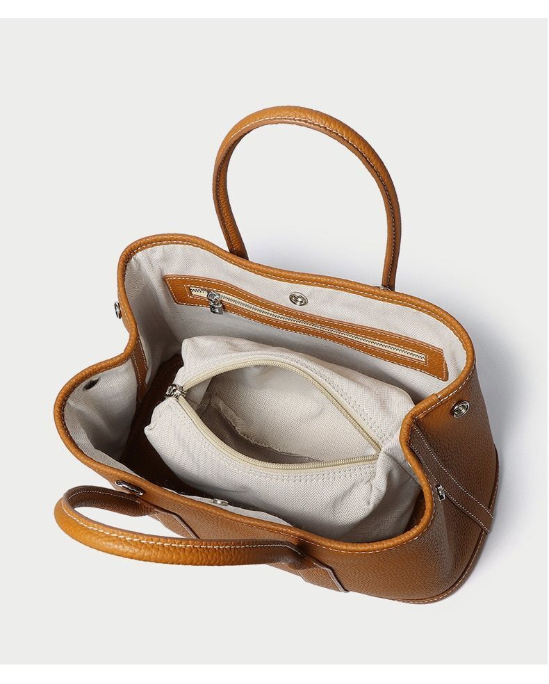 Luxury Genuine Leather Shoulder Bags Handbag Fabric Wide Strap Tote Bag S/M/L/XL