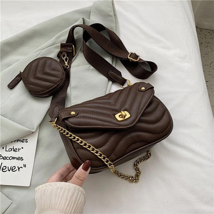 Small Synthetic Leather 2 PCS/SET Shoulder Bag Handbag Crossbody Purse 20*15*7CM