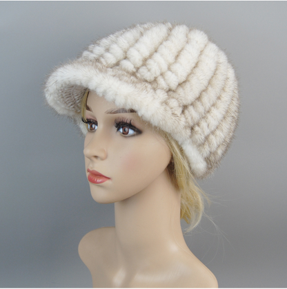 Hot Sale Luxury Women Real Mink Fur Hat Cap New Snow Unisex Mink Fur Beret Hats
