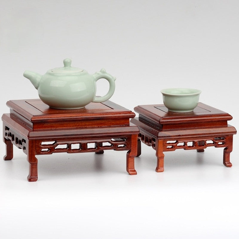 Square Wooden Base Shelf Fish Tank Flower Vase Bonsai Display Pot Stand Tea Tray