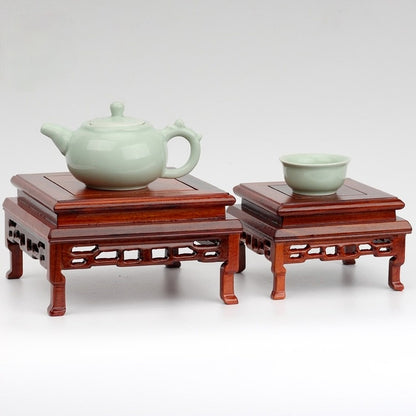 Square Wooden Base Shelf Fish Tank Flower Vase Bonsai Display Pot Stand Tea Tray