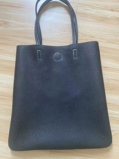 Women Tote Bag Simple Girl Cowhide Handbag Student Shoulder Bag