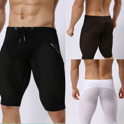 Men Swim Jammers Quick Dry Swimming Shorts Drawstring Swimwear Trunks Plain