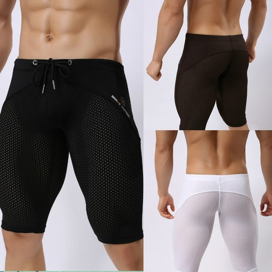Men Swim Jammers Quick Dry Swimming Shorts Drawstring Swimwear Trunks Plain