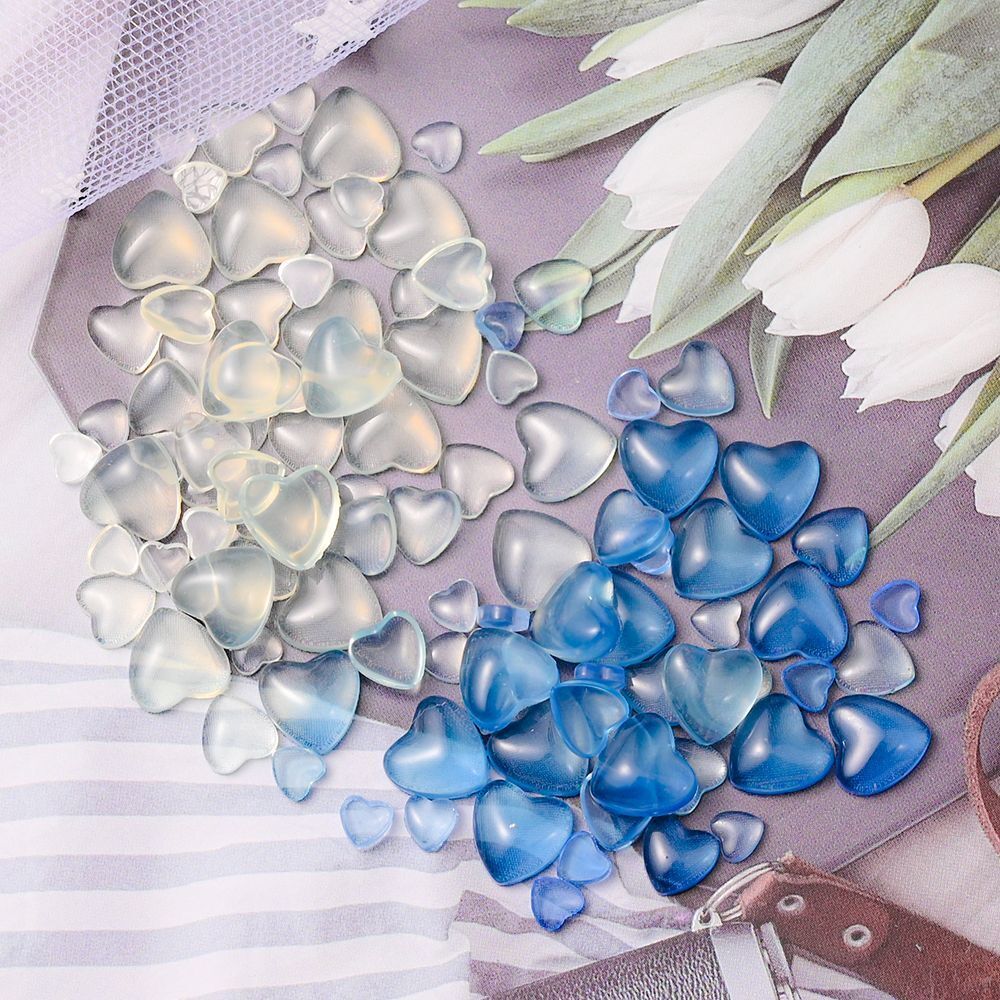 Nail Art Decals 20-100Pcs 3D Heart Charms Clear Acrylic DIY Manicure Accessories