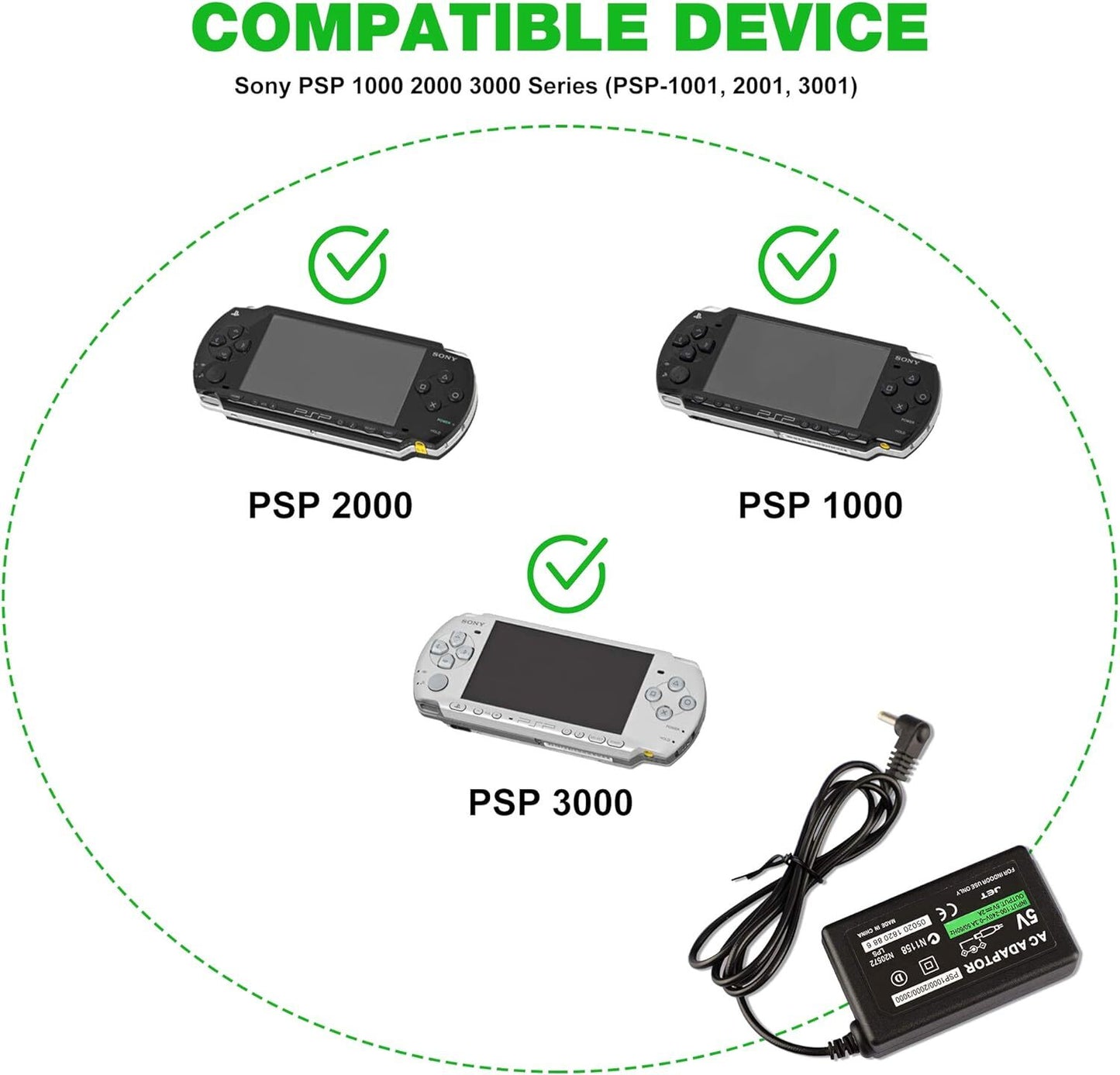 AC Adapter Home Wall Charger Power Supply For SONY PSP 1000 2000 3000 Slim Lite