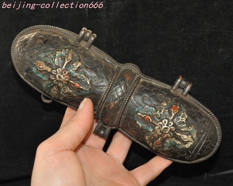 7"Old Tibet Buddhism Temple Bronze Dorje Vajra Phurpa Faqi Dagger