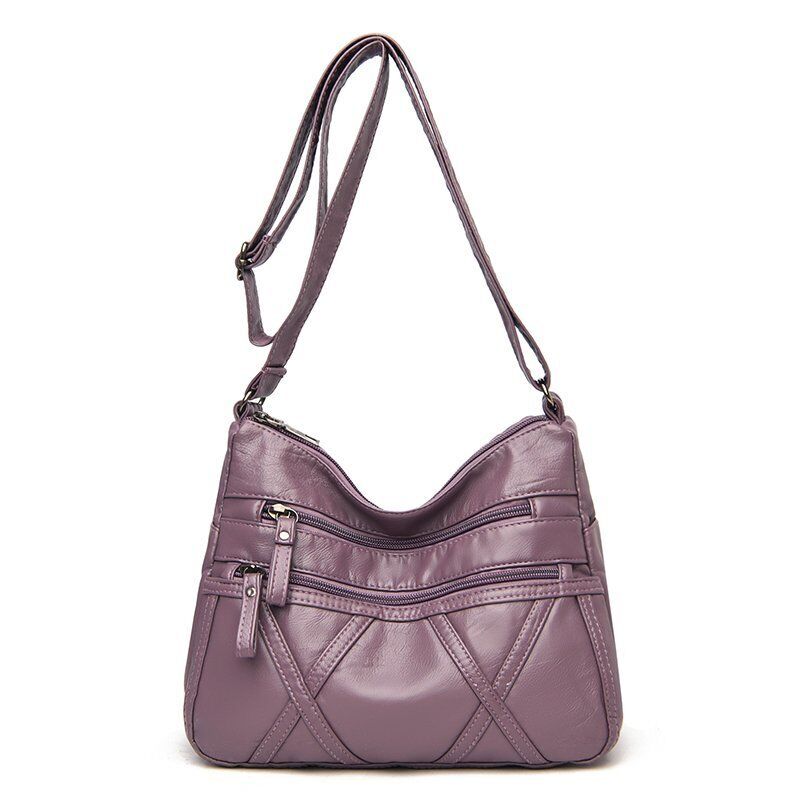 Women's Soft Leather Shoulder Bags Multi-Layer Crossbody Bag Handbag