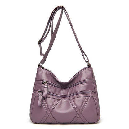 Women's Soft Leather Shoulder Bags Multi-Layer Crossbody Bag Handbag