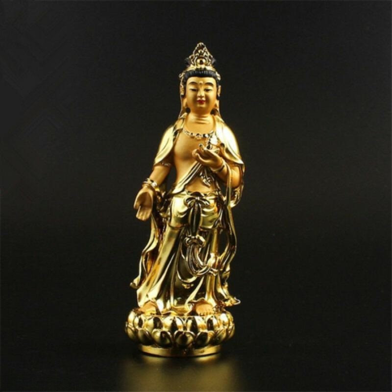 4.92 Inch Buddhist Resin Gold-Plated Hand-Made Candraprabha Statue Collection
