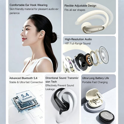 Lenovo thinkplus LK40 OWS Open‑Ear Earbuds BT5.4 13mm 20h Type‑C Ear‑Hook Sports