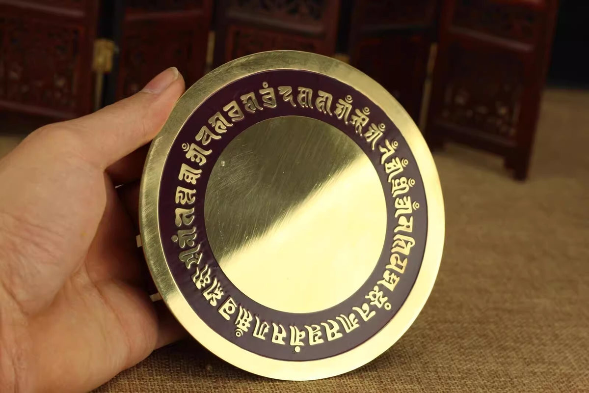 6.3" Brass Cundi Bodhisattva Buddhism Mirror Exorcise Evil Spirits Feng Shui