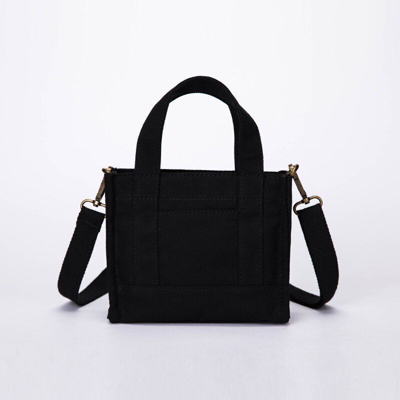 Canvas Messenger Bag Shoulder Bag Canvas Small Purse Handbag Flap Pouch Black