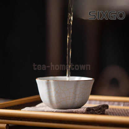 1pc Ru Kiln Moon White Tea Cup, Tea Cup, Cracked Ice, Cracked Ceramic Tea Cup