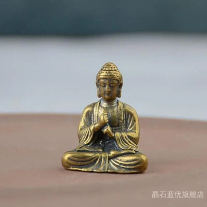 Solid Brass Rulaifo Bonze Mini Pocket Buddha Statue Table Bonsai Rockery Decor