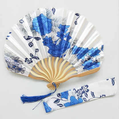 1-Piece Elegant Ladies Silk Flower Hand Folding Fan Japanese Style Wedding Party Props -