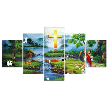 5Pcs Wall Art Canvas Painting Picture Home Decor Modern Abstract Jesus Sabbath