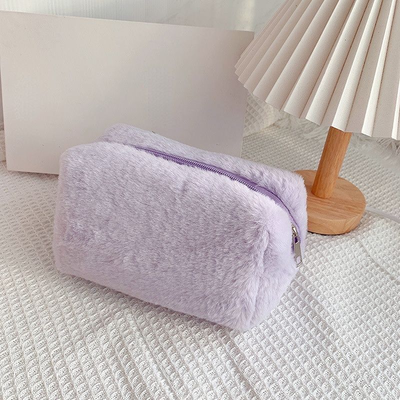 Travel Makeup Pouch Holder Plush Cosmetic Bag Student School Large Storage Purse